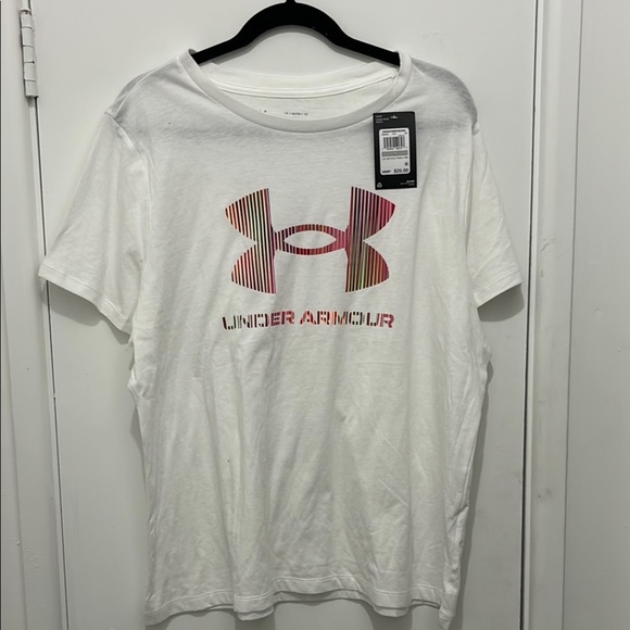 Under Armour White T-Shirt with Red Logo - Picture 1 of 3